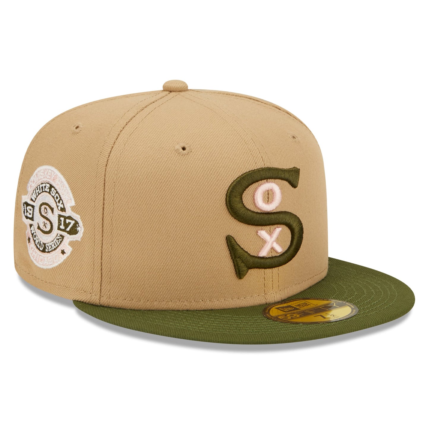 Chicago White Sox New Era Pink Undervisor 59FIFTY Fitted Hat - Khaki/Olive