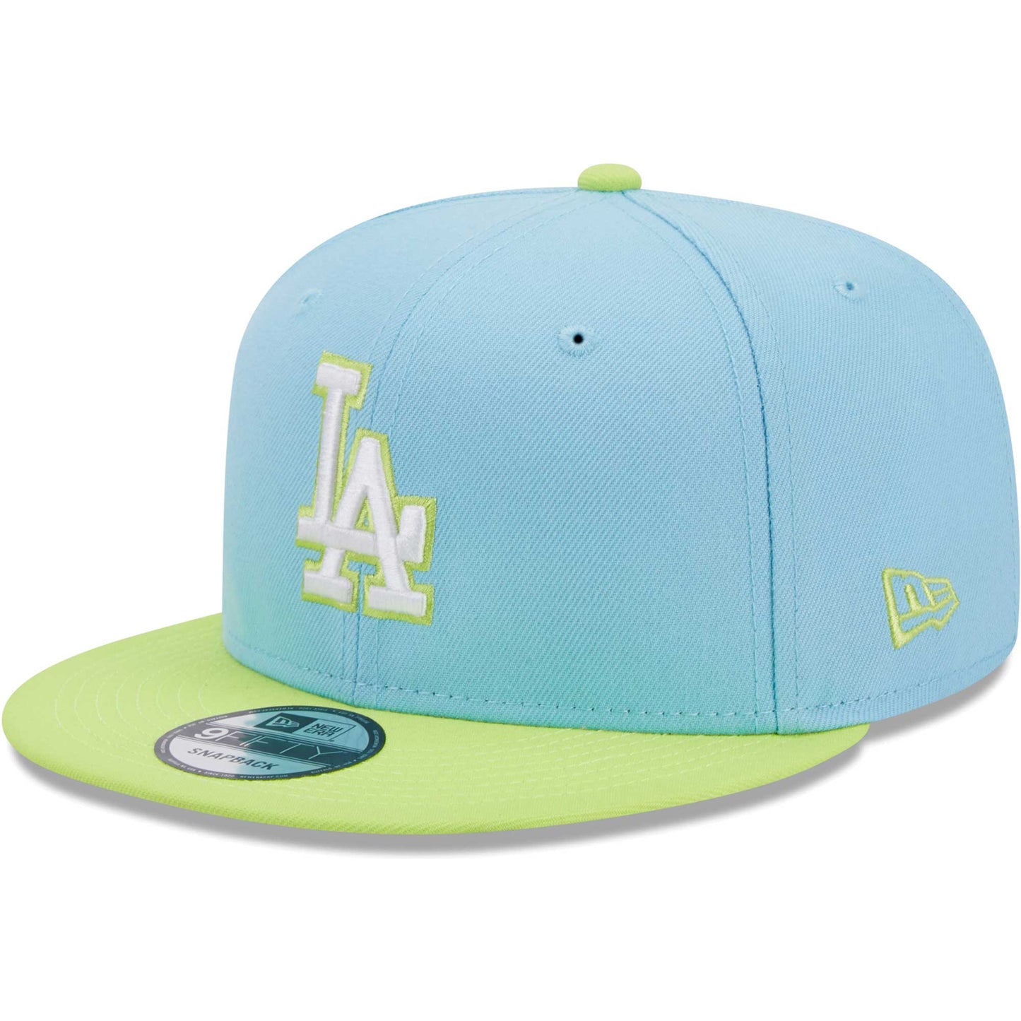 Los Angeles Dodgers New Era Spring Basic Two-Tone 9FIFTY Snapback Hat - Light Blue/Neon Green