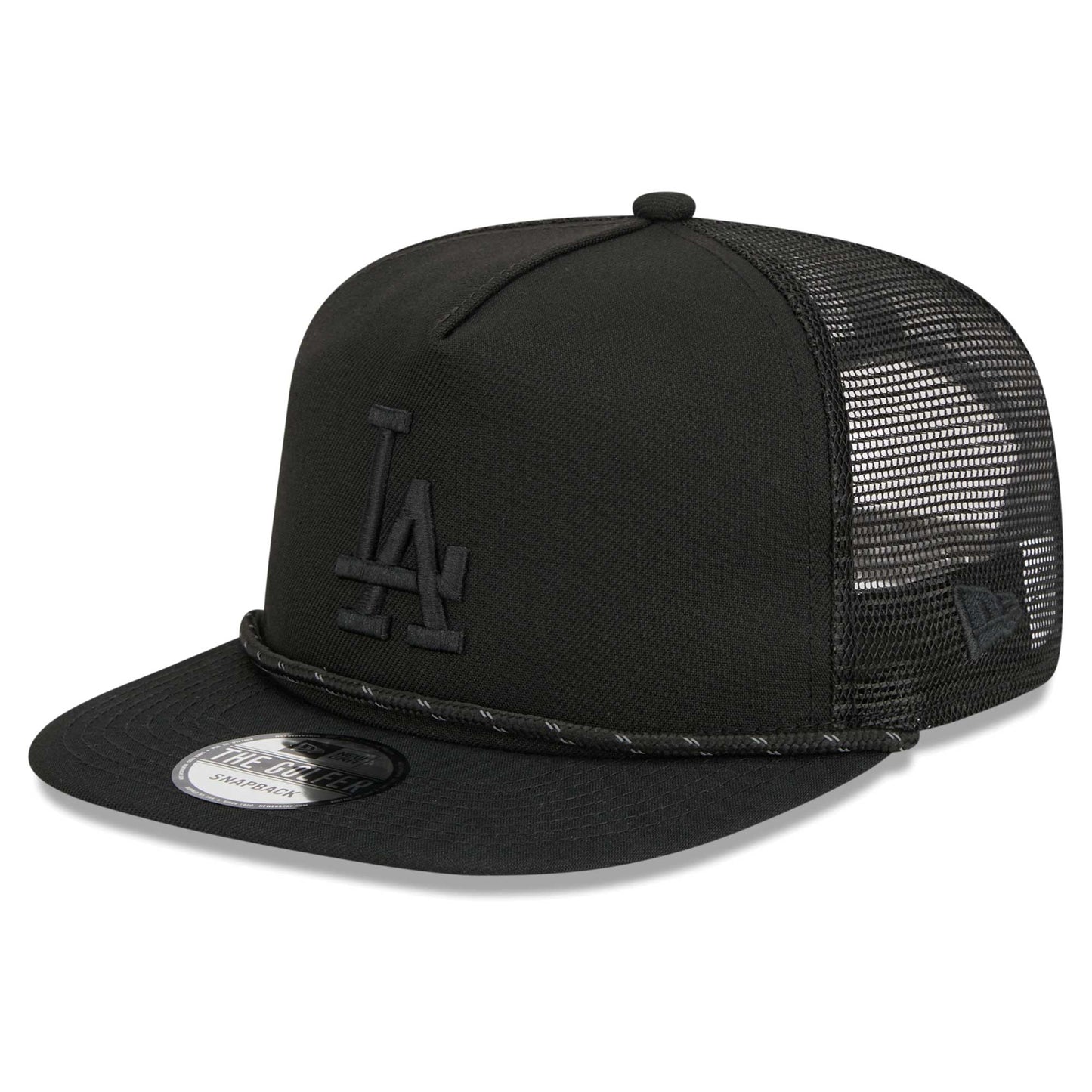 Los Angeles Dodgers New Era Black on Black Meshback Golfer Snapback Hat