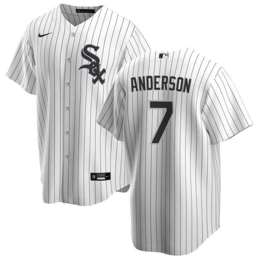 Men's Tim Anderson Chicago White Sox White Home Premium Stitch Replica Jersey