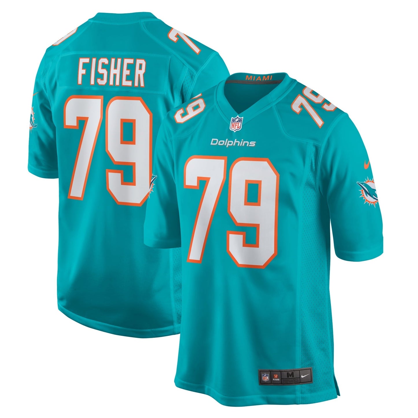 Men's Nike Eric Fisher Aqua Miami Dolphins Home Game Player Jersey