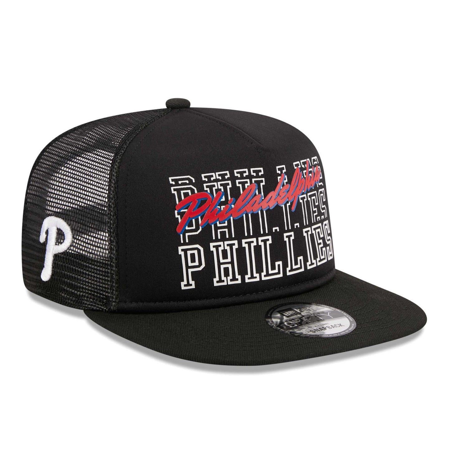 Philadelphia Phillies New Era Street Team A-Frame Trucker 9FIFTY Snapback Hat - Black