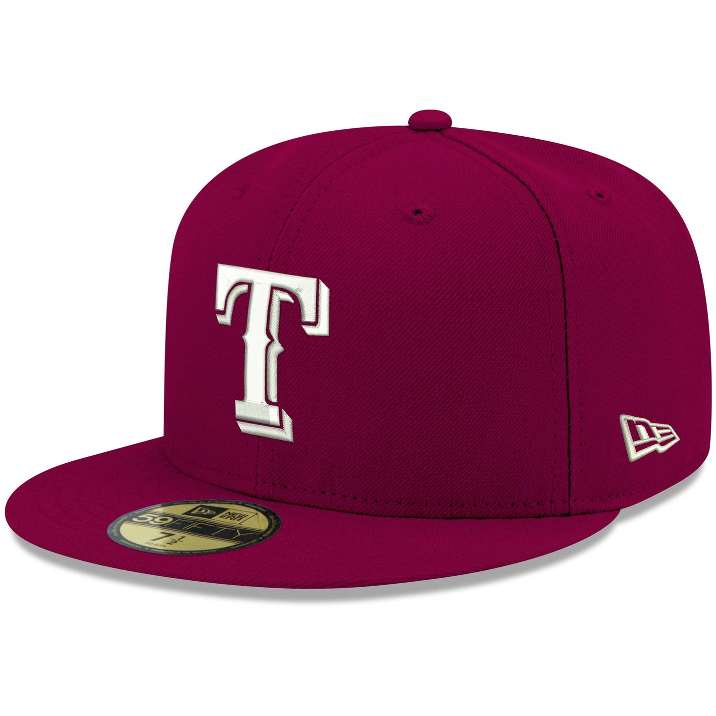 Texas Rangers New Era White Logo 59FIFTY Fitted Hat - Cardinal
