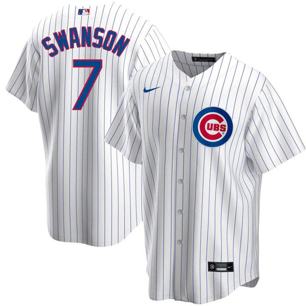 Youth Chicago Cubs Dansby Swanson Cool Base Replica Home Jersey - White