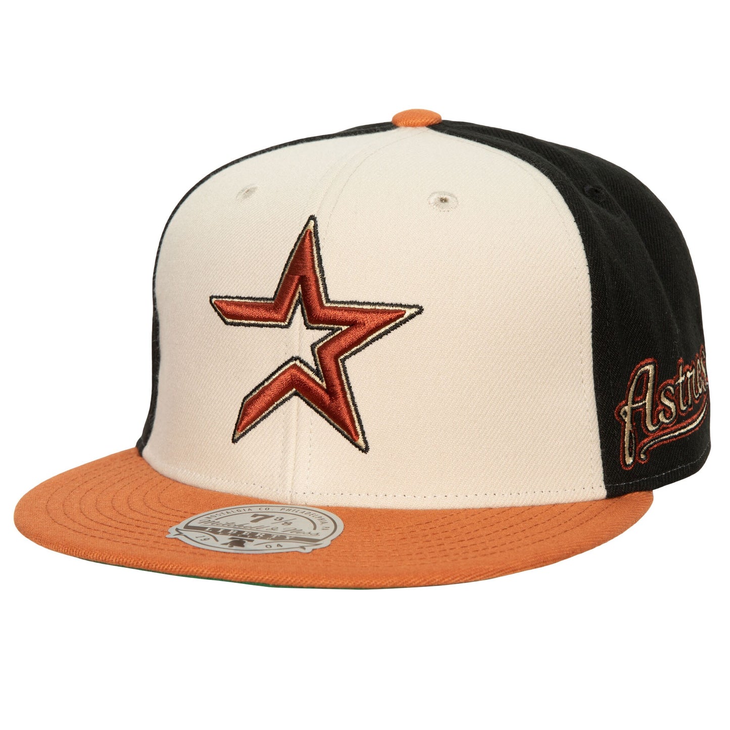 Houston Astros Mitchell & Ness Silver Anniversary Homefield Fitted Hat - Cream/Orange