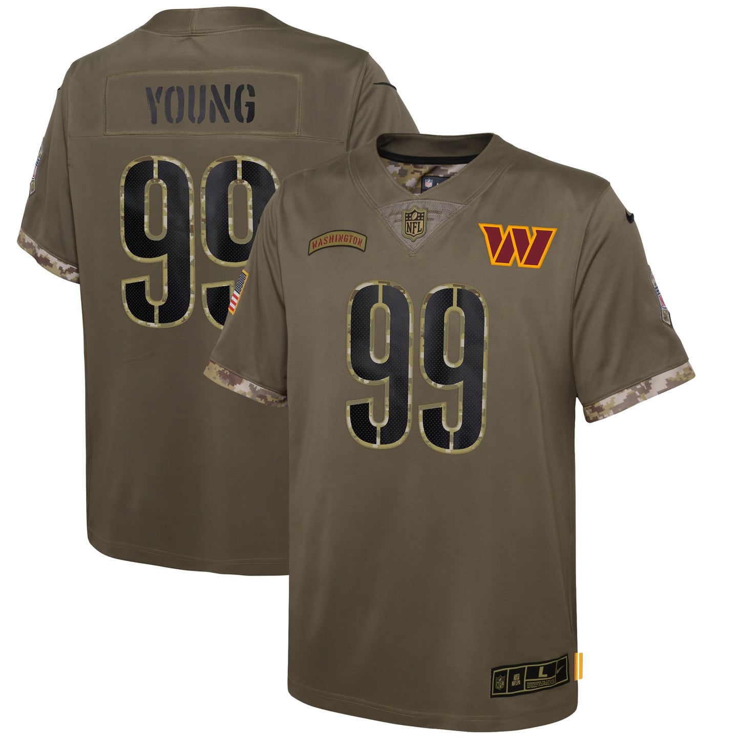 Chase Young Washington Commanders Nike Youth 2022 Salute To Service Player Limited Jersey - Olive