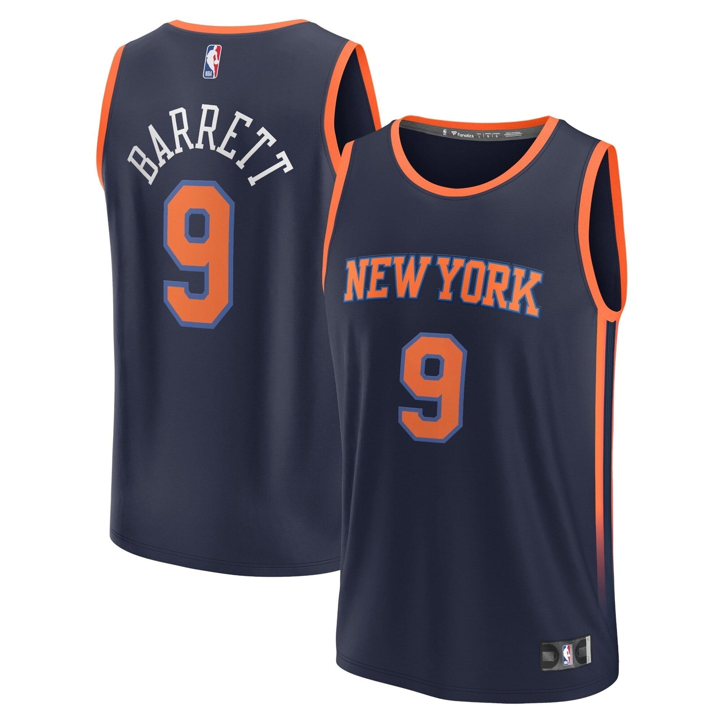 Men's Fanatics Branded RJ Barrett Navy New York Knicks Fast Break Replica Player Jersey - Statement Edition