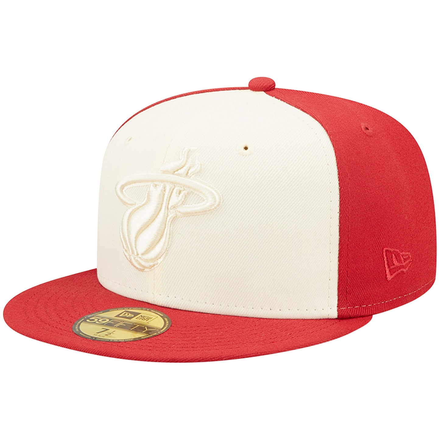 Miami Heat New Era Cork Two-Tone 59FIFTY Fitted Hat - Cream/Red