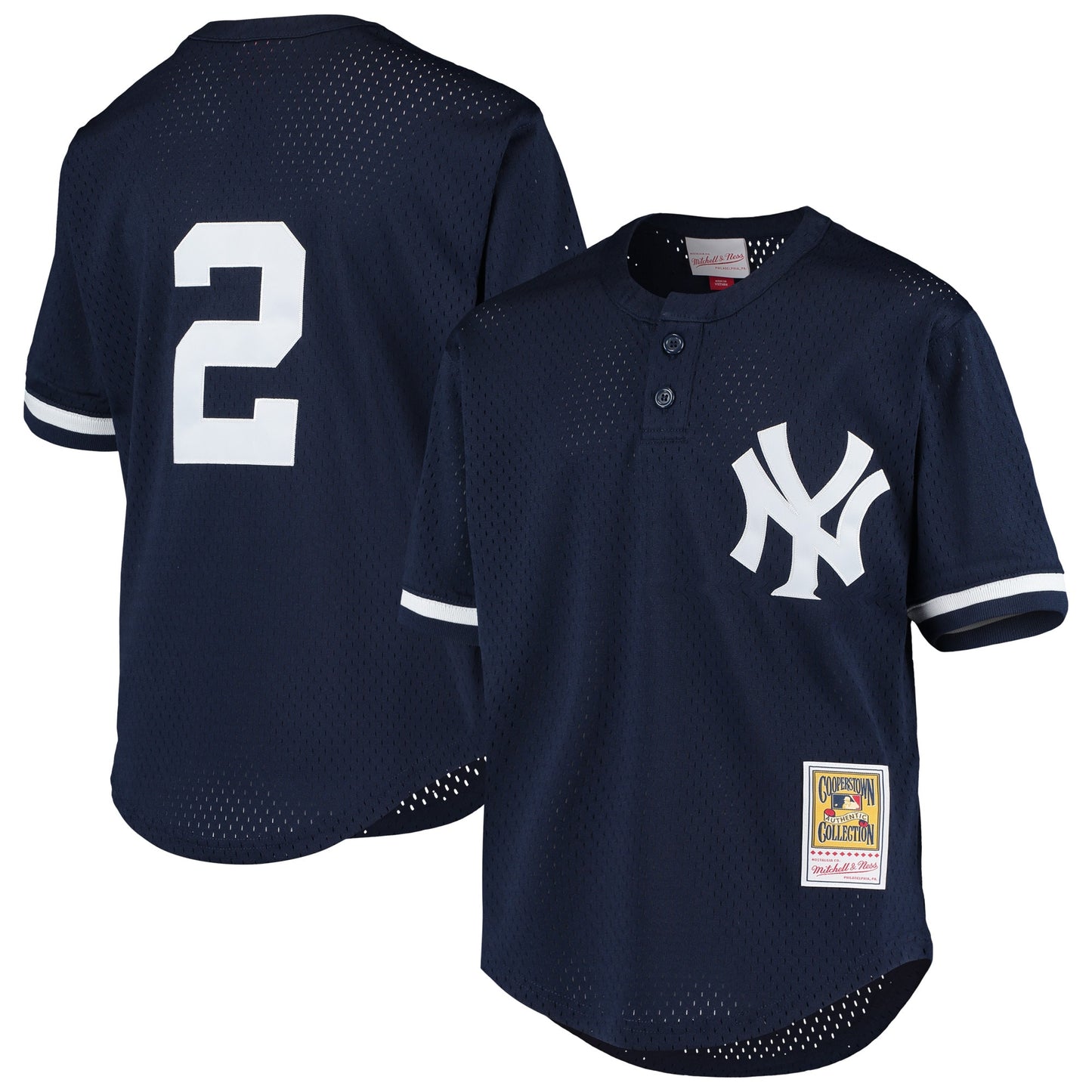 Derek Jeter New York Yankees Mitchell & Ness Youth Cooperstown Collection Mesh Batting Practice Jersey - Navy
