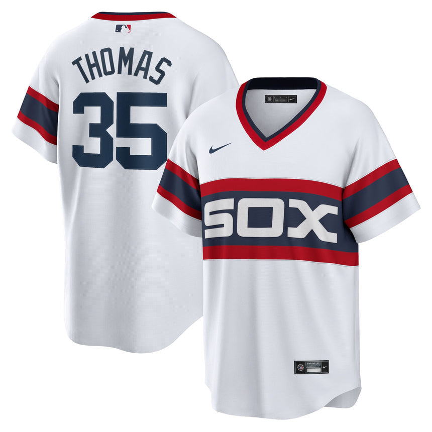 Men's Chicago White Sox Frank Thomas Cooperstown Collection White Home Sunday Alternate Premium Stitch Replica Team Jersey