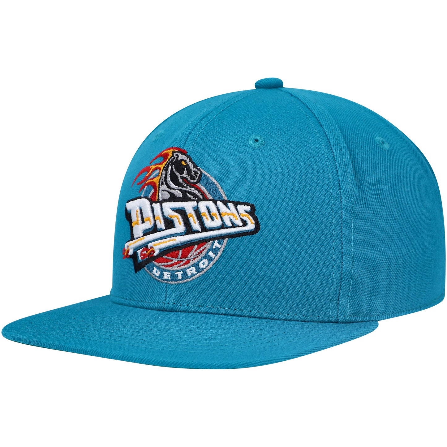 Detroit Pistons Mitchell & Ness Hardwood Classics MVP Team Ground 2.0 Fitted Hat - Teal