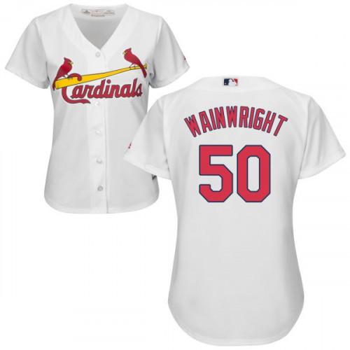 Womens St. Louis Cardinals Adam Wainwright Cool Base Replica Jersey White