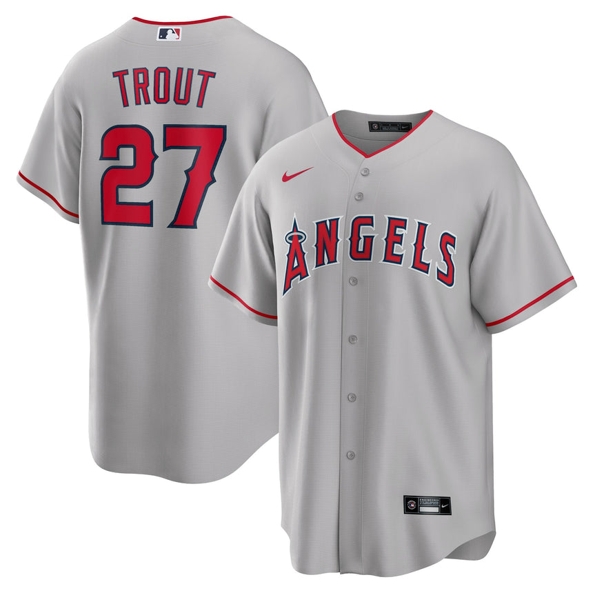 Men's Los Angeles Angels Mike Trout Road Gray Replica Player Jersey