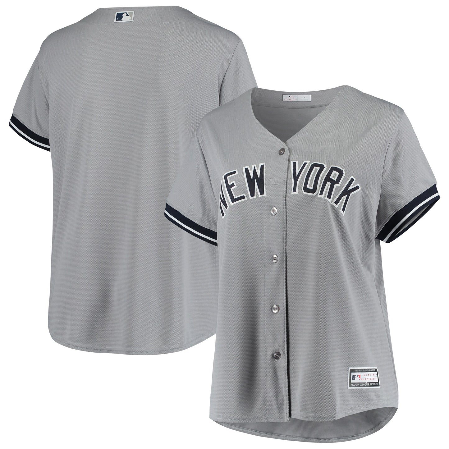 New York Yankees Women's Plus Size Road Replica Team Jersey - Gray