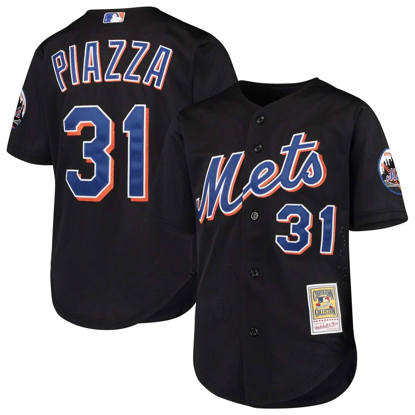 Mike Piazza New York Mets Mitchell & Ness Youth Cooperstown Collection Mesh Batting Practice Jersey - Black
