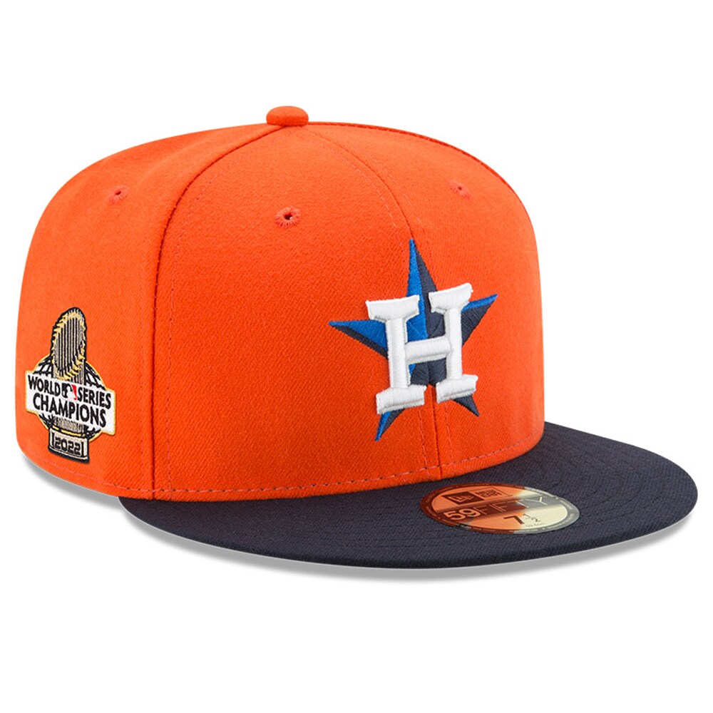 Houston Astros New Era 2022 World Series Champions Alternate Side Patch 59FIFTY Fitted Hat - Orange/Navy