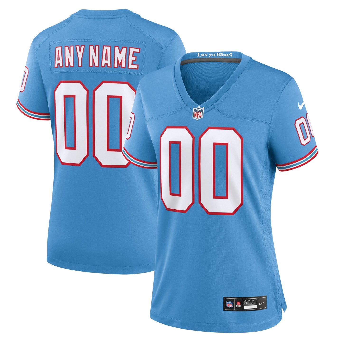 Tennessee Titans Nike Women's Oilers Throwback Custom Game Jersey - Light Blue