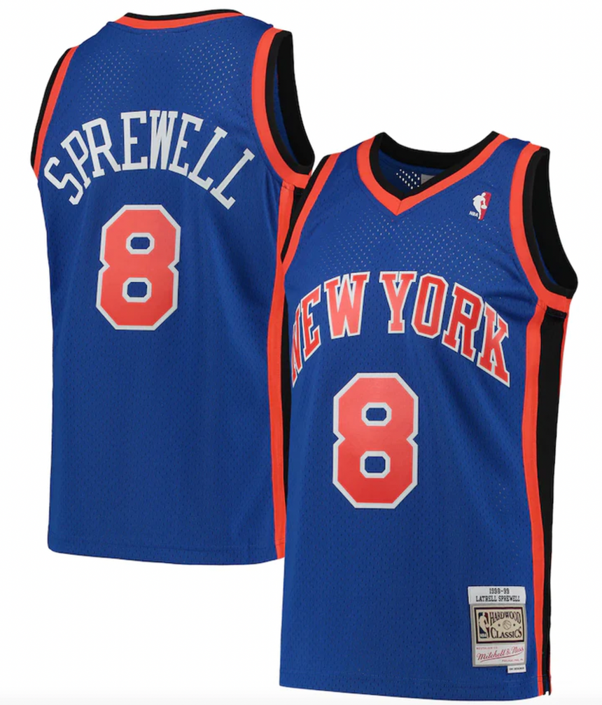 Men's Mitchell & Ness Latrell Sprewell Blue New York Knicks Hardwood Classics 1998-99 Swingman Jersey