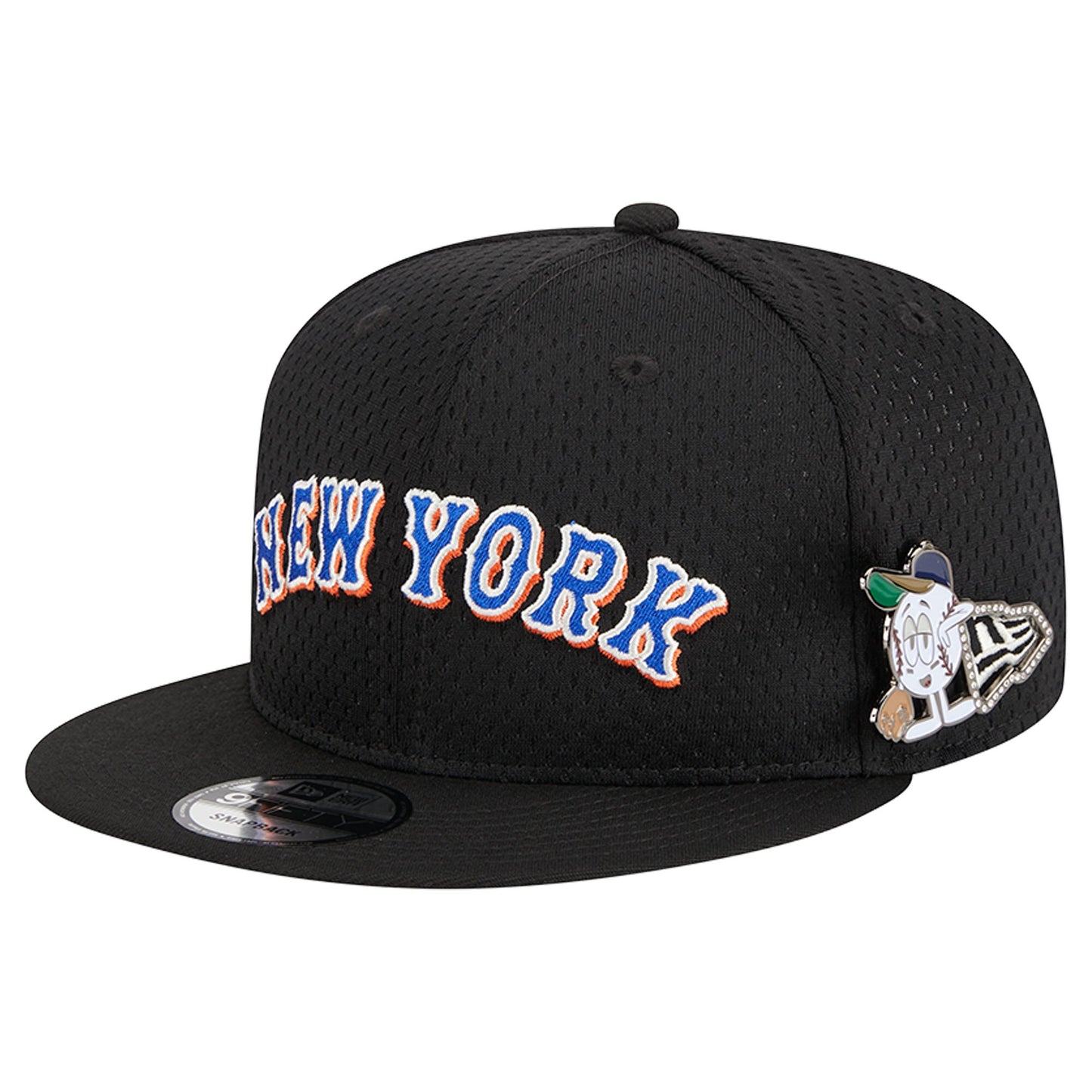 New York Mets New Era Post Up Pin 9FIFTY Snapback Hat - Black