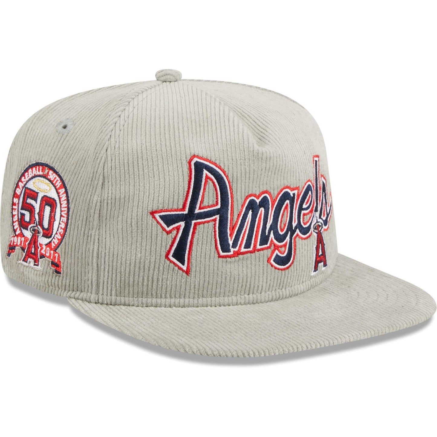 Los Angeles Angels New Era Corduroy Golfer Adjustable Hat - Gray