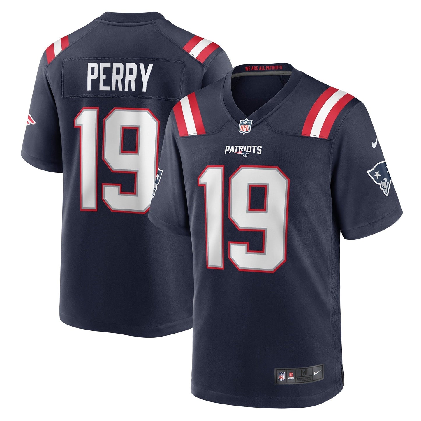 Men's Nike Malcolm Perry Navy New England Patriots Game Player Jersey