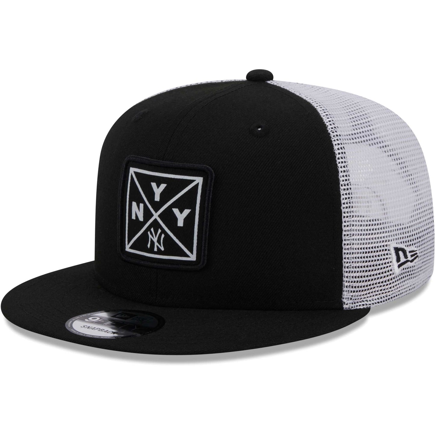 New York Yankees New Era Vert Squared Trucker 9FIFTY Snapback Hat - Black