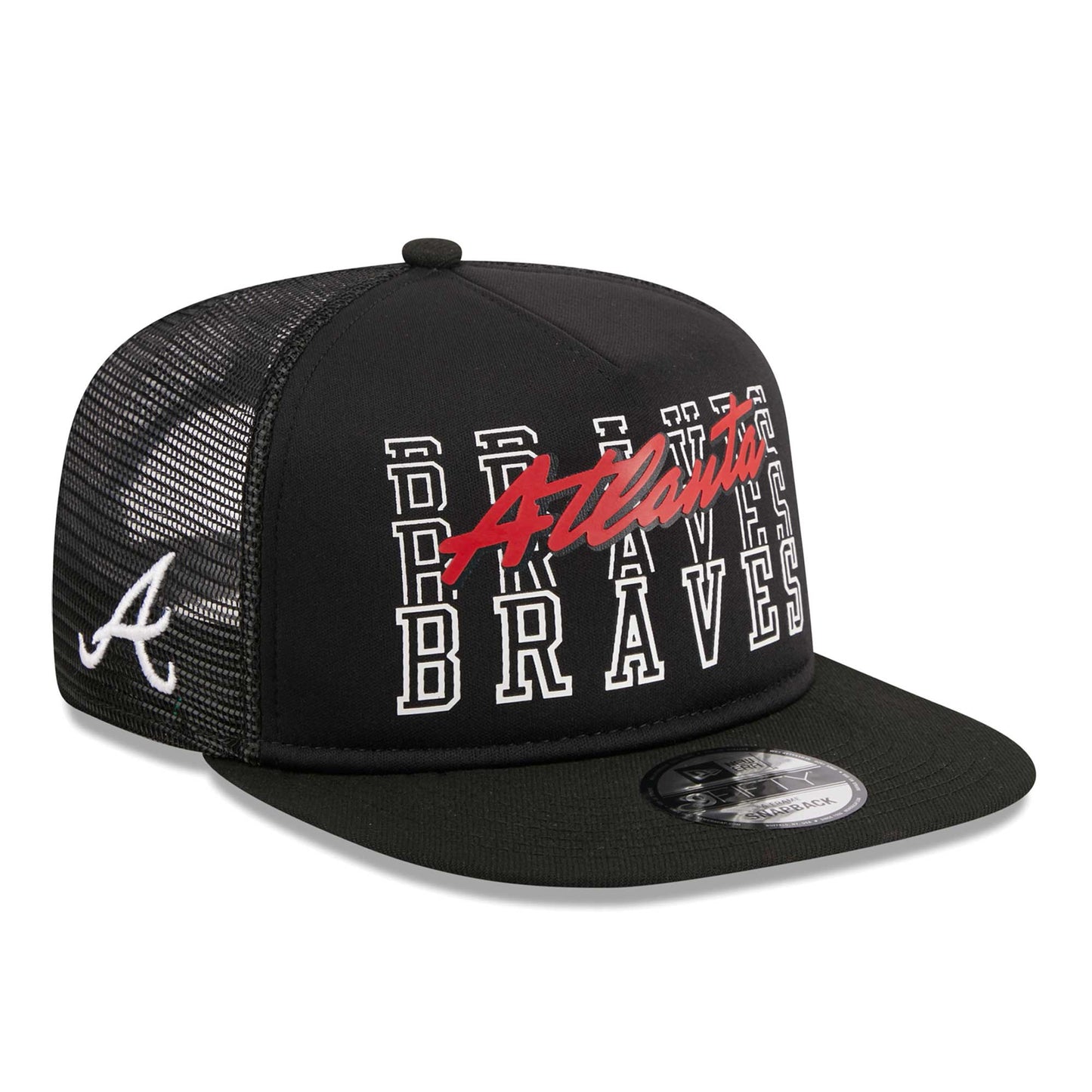 Atlanta Braves New Era Street Team A-Frame Trucker 9FIFTY Snapback Hat - Black