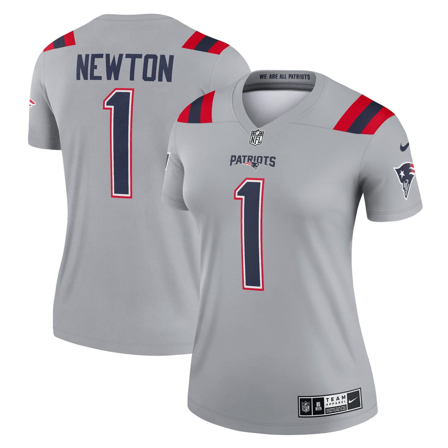 Cam Newton New England Patriots Nike Women's Inverted Legend Jersey - Gray
