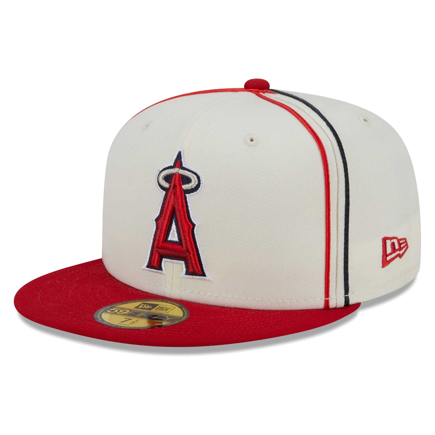 Los Angeles Angels New Era Chrome Sutash 59FIFTY Fitted Hat - Cream/Red