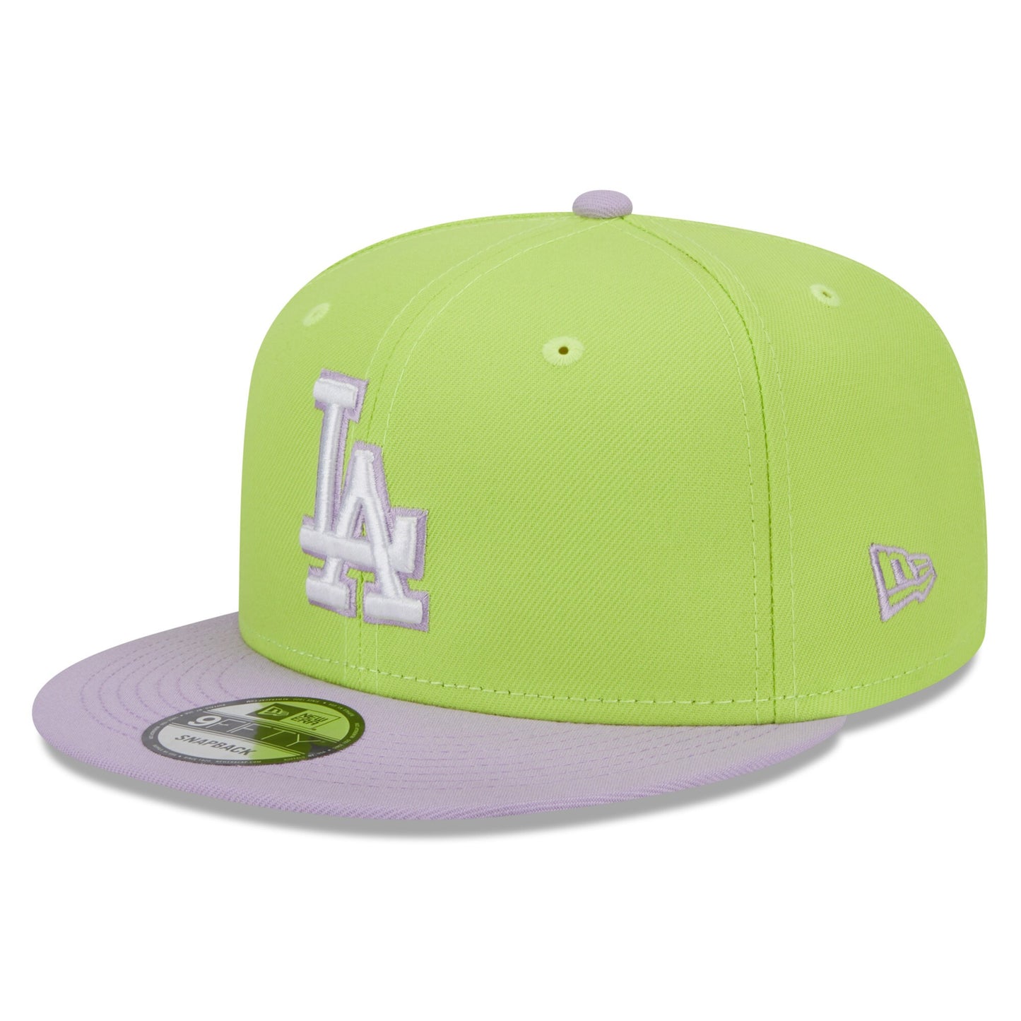 Los Angeles Dodgers New Era Spring Basic Two-Tone 9FIFTY Snapback Hat - Neon Green/Purple