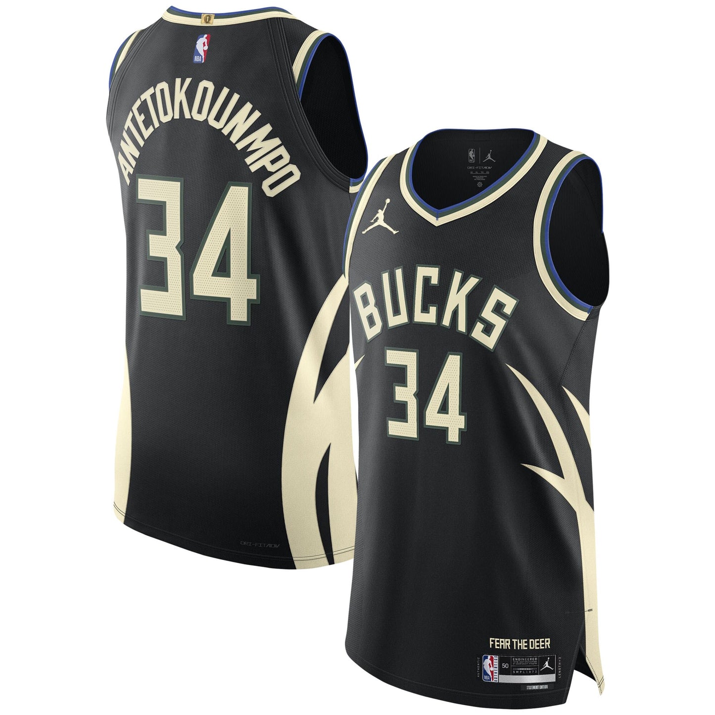Giannis Antetokounmpo Milwaukee Bucks Jordans Brand Authentic Player Jersey - Statement Edition - Black