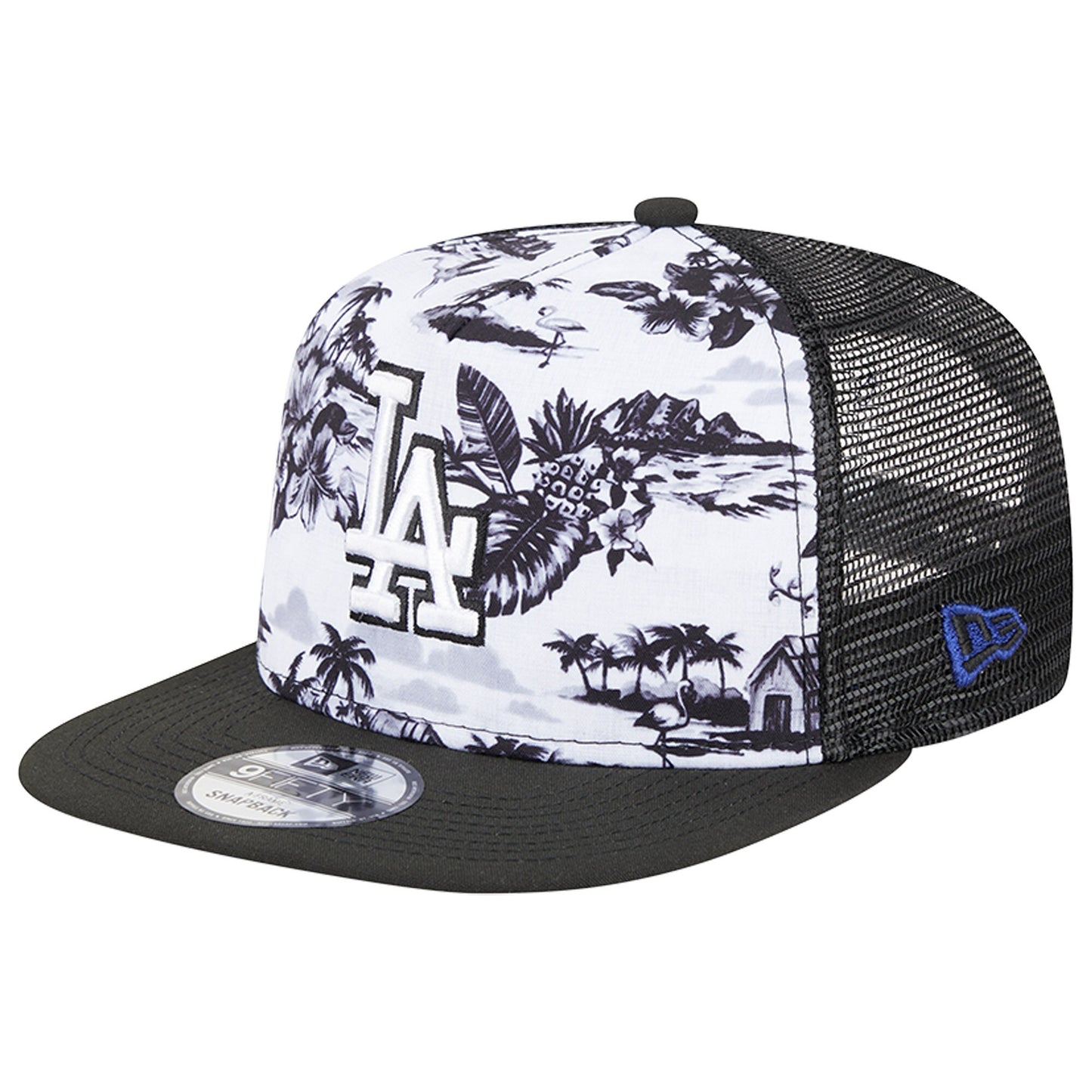 Los Angeles Dodgers New Era Vacay 2.0 A-Frame Trucker 9FIFTY Snapback Hat - White/Black