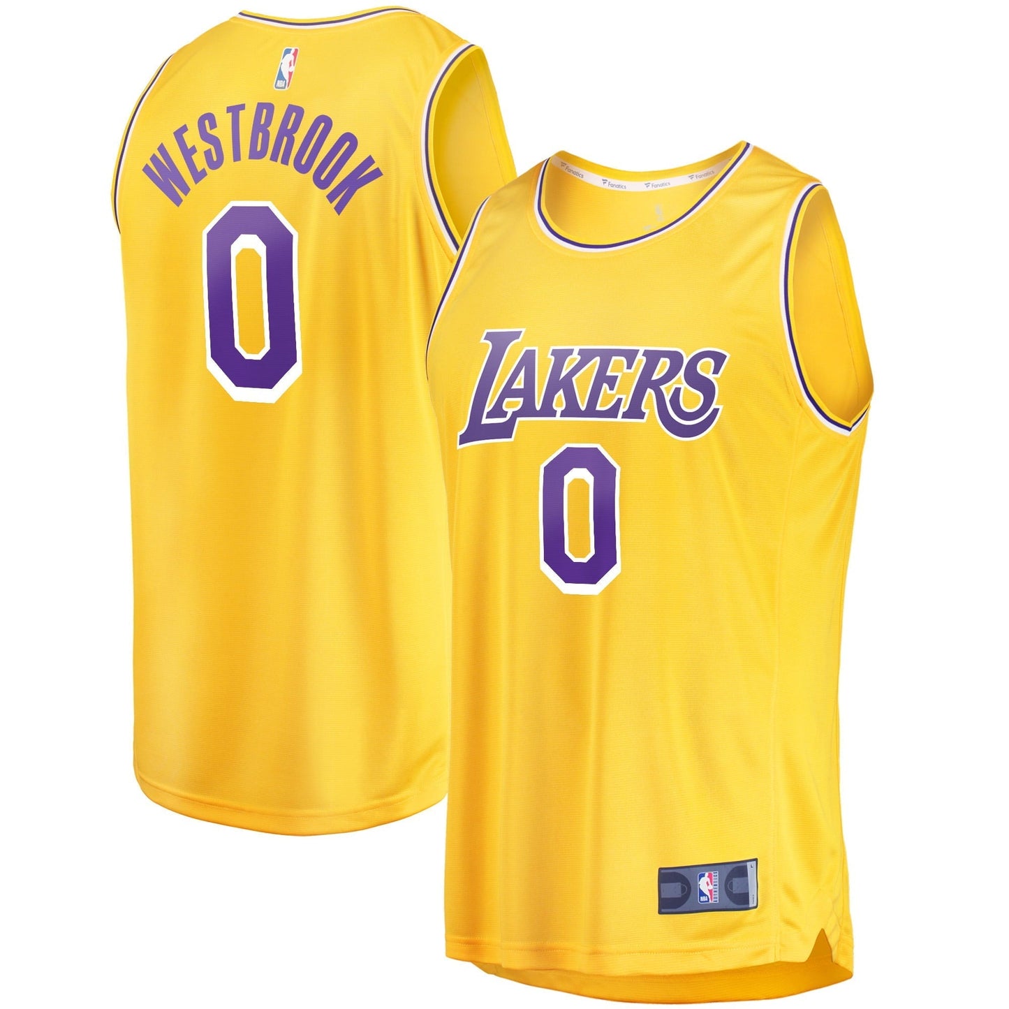 Men's Fanatics Branded Russell Westbrook Gold Los Angeles Lakers 2020/21 Fast Break Player Jersey - Icon Edition