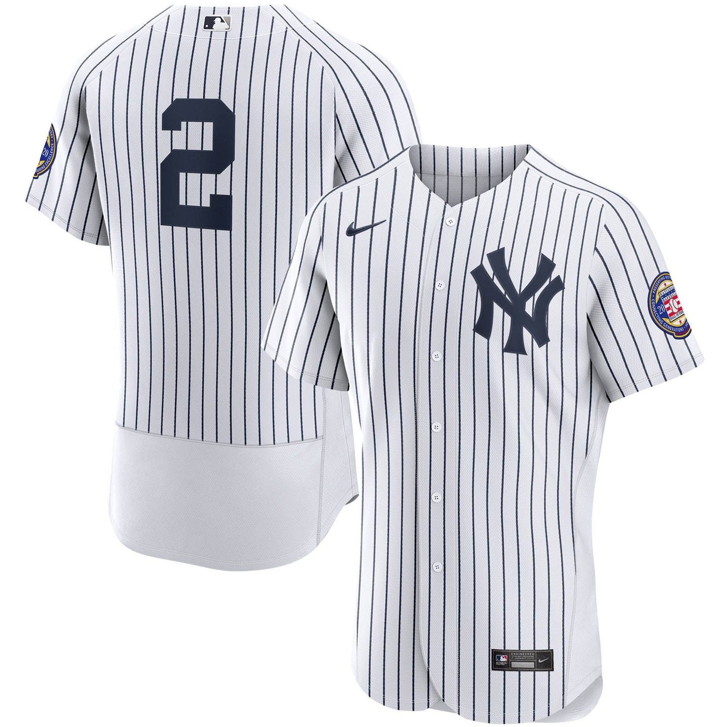 Derek Jeter New York Yankees Nike 2020 Hall of Fame Induction Patch Authentic Jersey - White/Navy