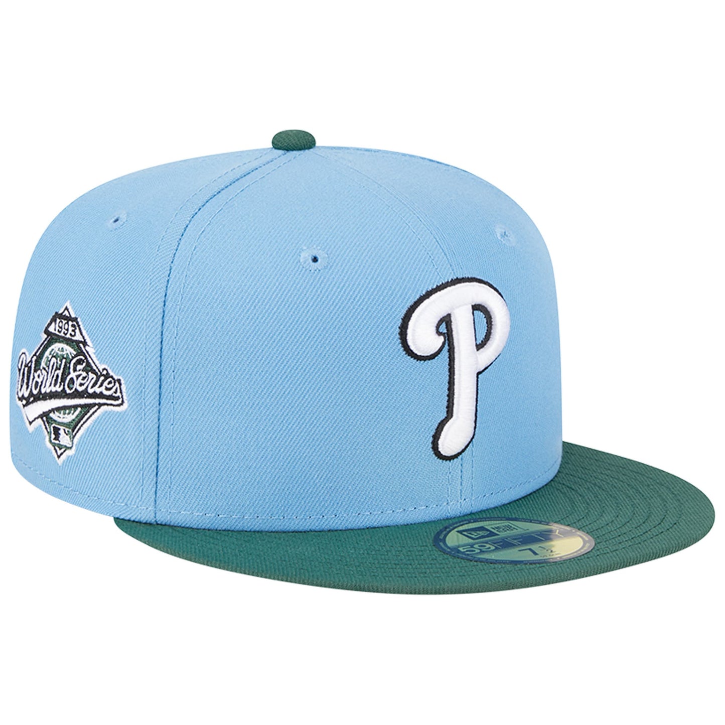 Philadelphia Phillies New Era 1993 World Series 59FIFTY Fitted Hat - Sky Blue/Cilantro