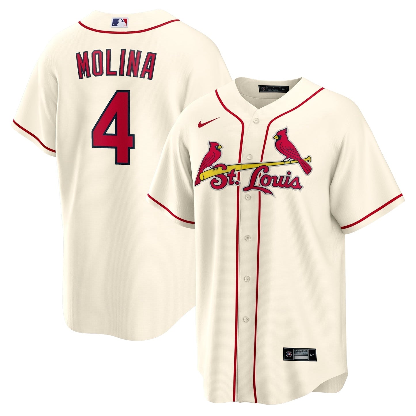Men's Nike Yadier Molina Cream St. Louis Cardinals Alternate Replica Player Name Jersey