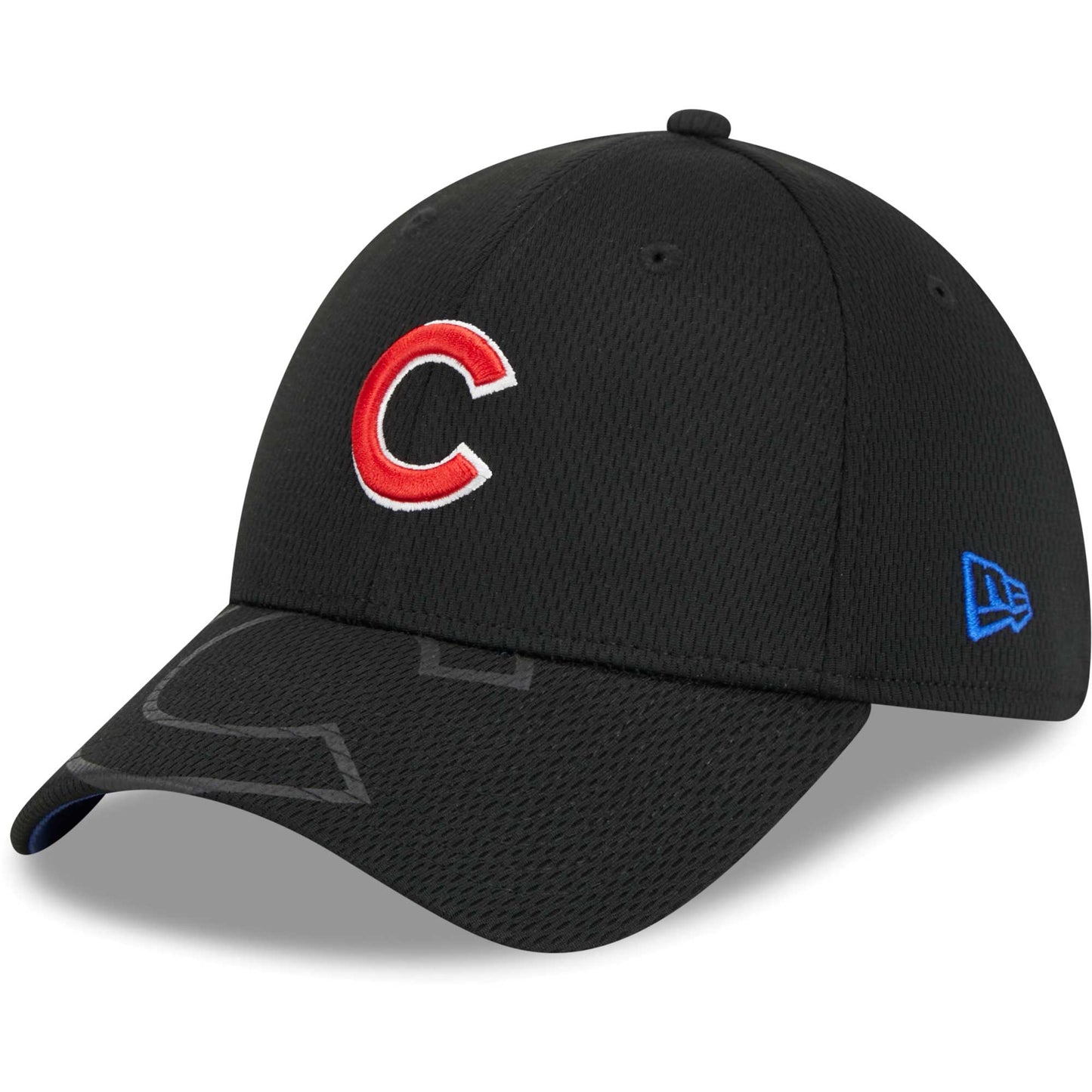 Chicago Cubs New Era Top Visor 39THIRTY Flex Hat - Black