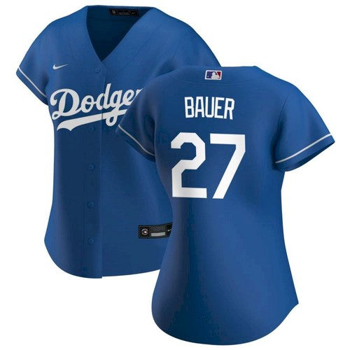 Women's Los Angeles Dodgers Trevor Bauer Cool Base Jersey Royal Blue