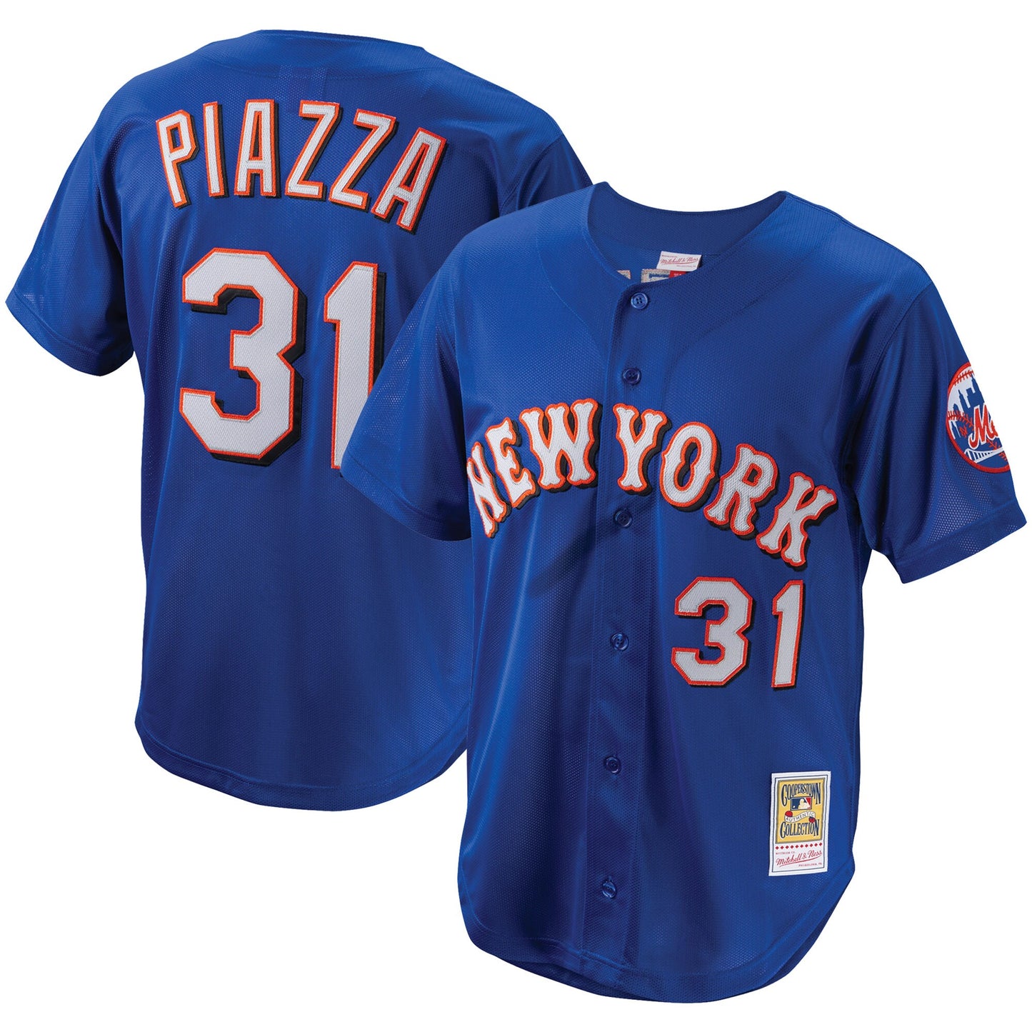 Mike Piazza New York Mets Mitchell & Ness Cooperstown Collection Mesh Batting Practice Button-Up Jersey - Royal