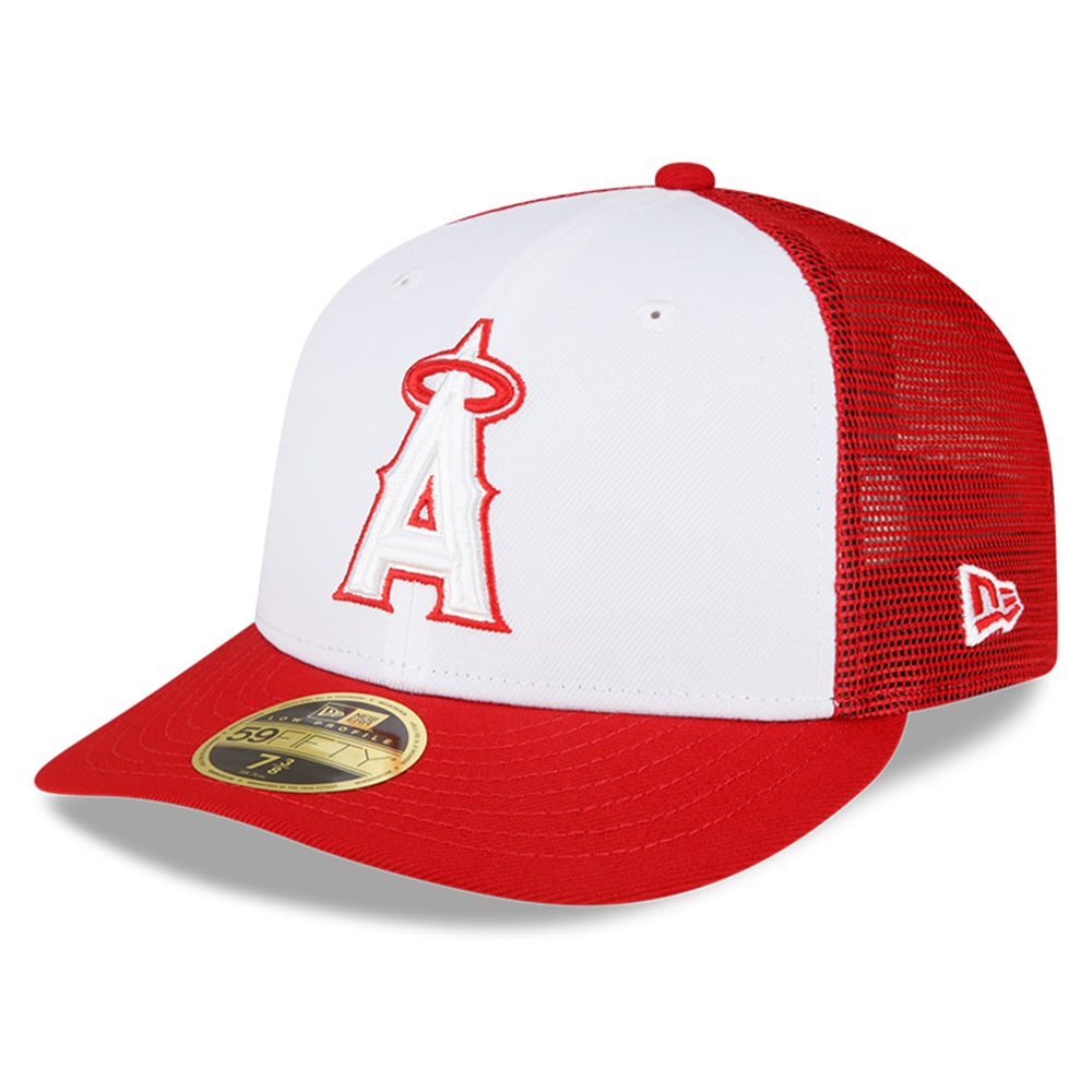 Los Angeles Angels New Era 2023 On-Field Batting Practice Low Profile 59FIFTY Fitted Hat - White/Red