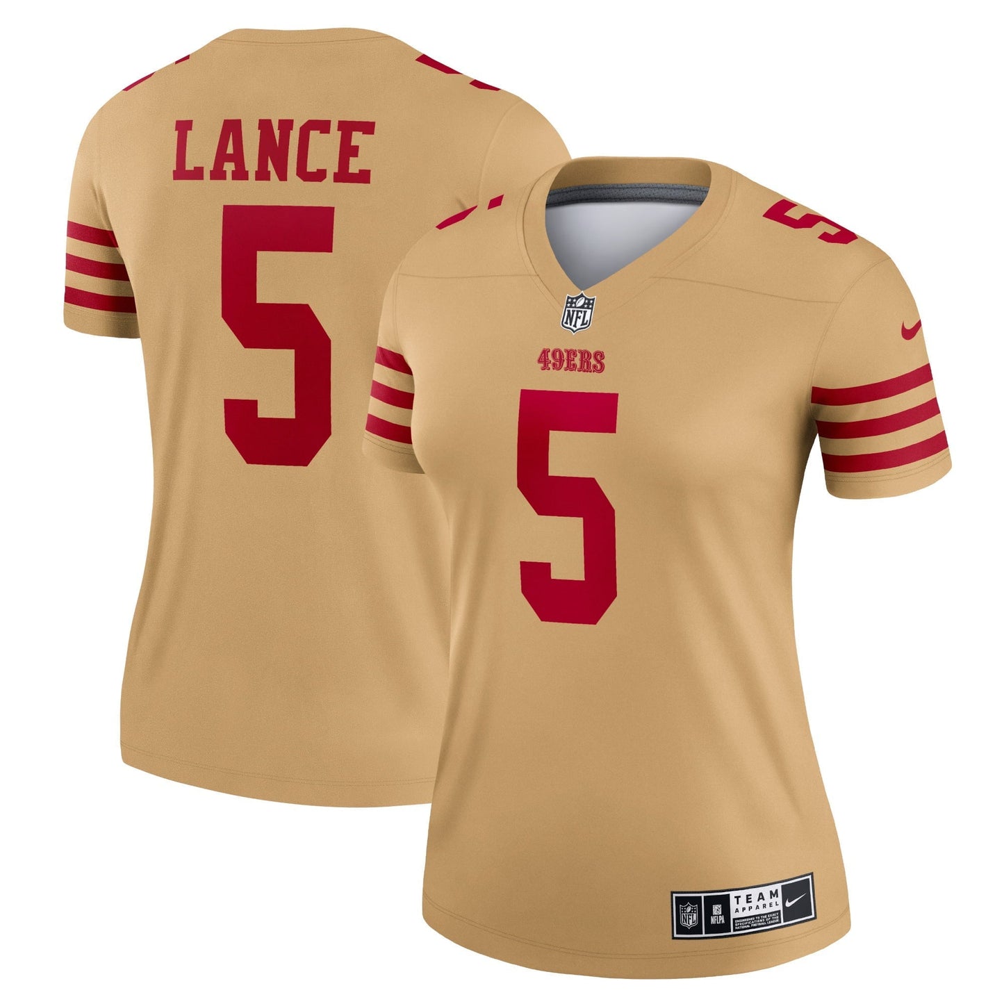 Women's Nike Trey Lance Gold San Francisco 49ers Team Inverted Legend Jersey
