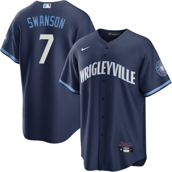 Youth Dansby Swanson Chicago Cubs Navy City Connect Replica Jersey