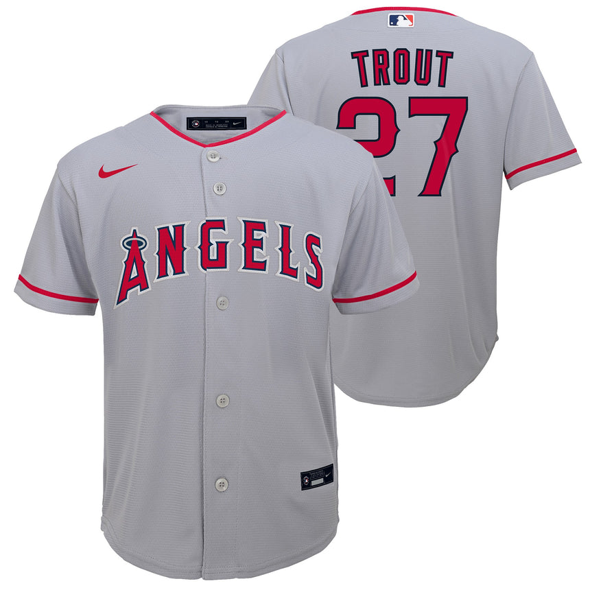 Youth Los Angeles Angels Mike Trout Gray Road Replica Player Jersey