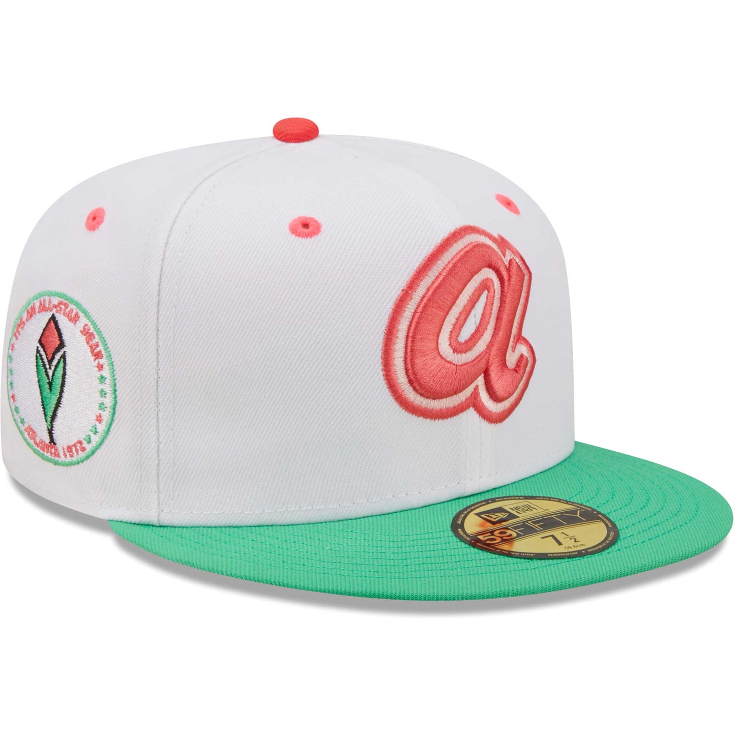 Atlanta Braves New Era 1972 MLB All-Star Game Watermelon Lolli 59FIFTY Fitted Hat - White/Green