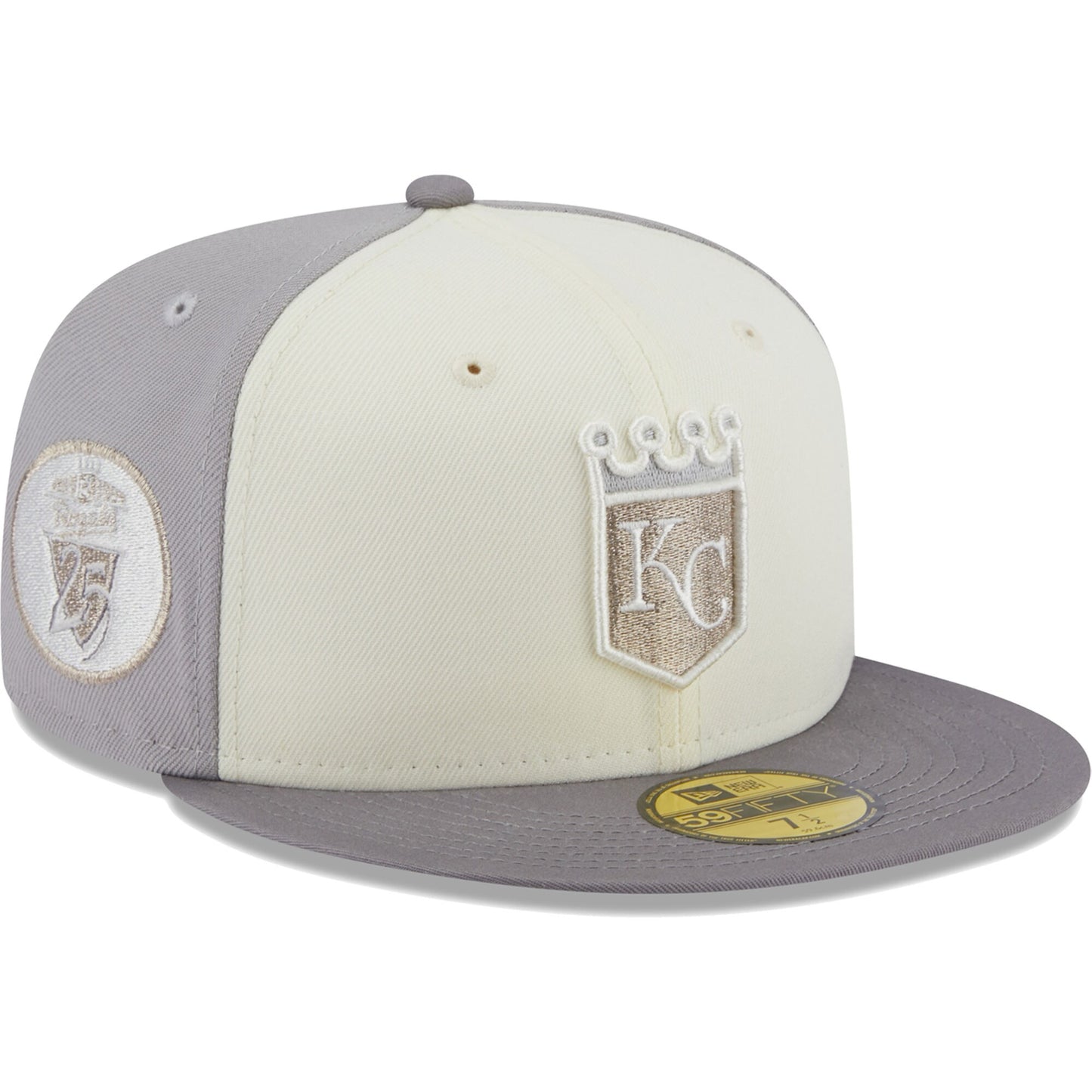 Kansas City Royals New Era Chrome Anniversary 59FIFTY Fitted Hat - Cream/Gray