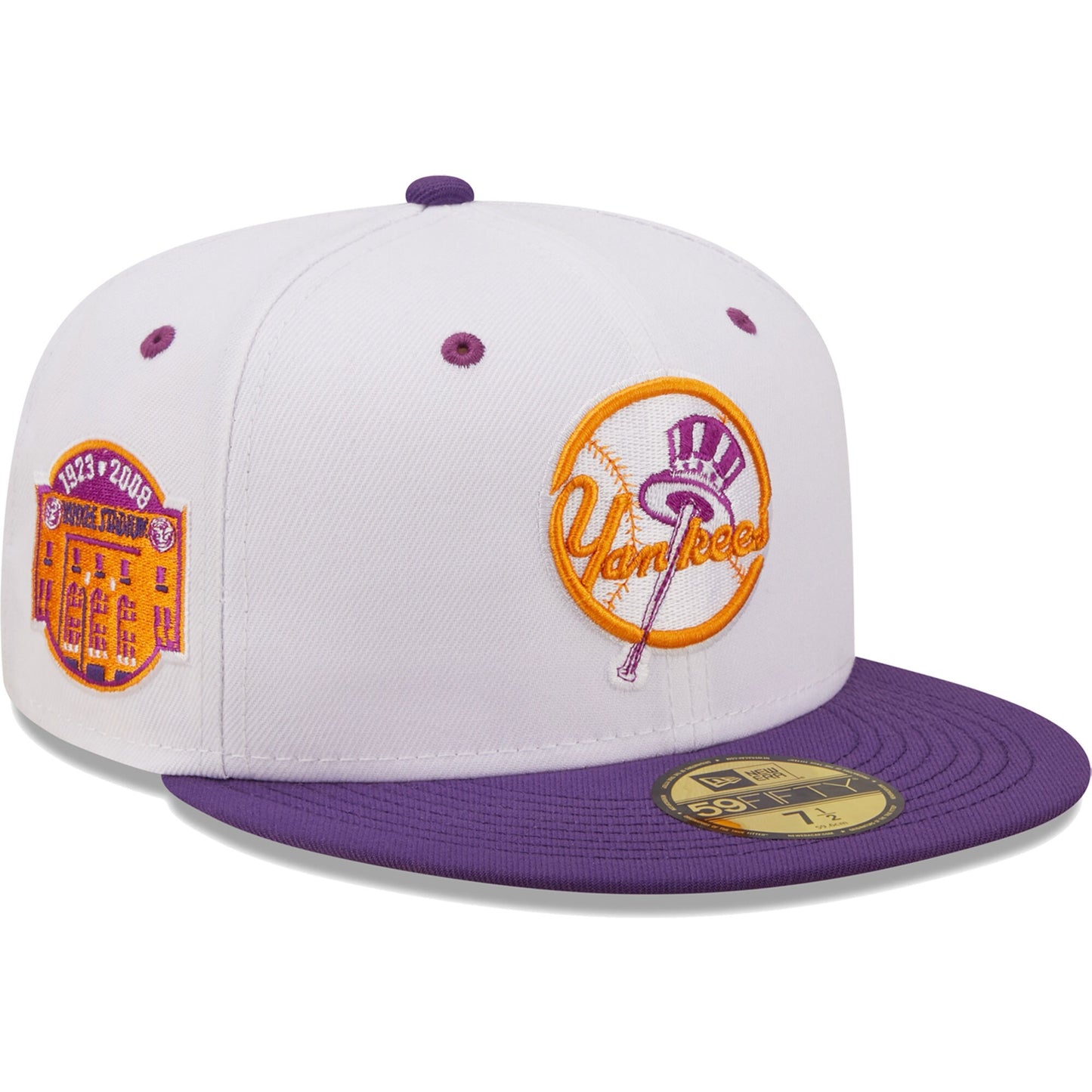 New York Yankees New Era Final Season at the Original Yankee Stadium Grape Lolli 59FIFTY Fitted Hat - White/Purple