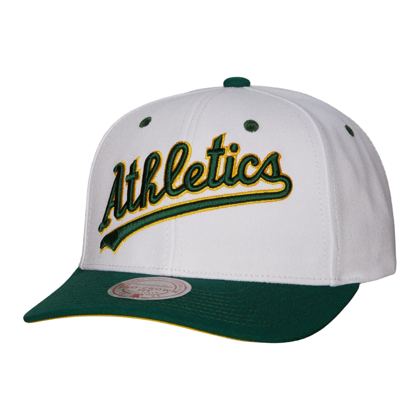 Oakland Athletics Mitchell & Ness Cooperstown Collection Pro Crown Snapback Hat - White