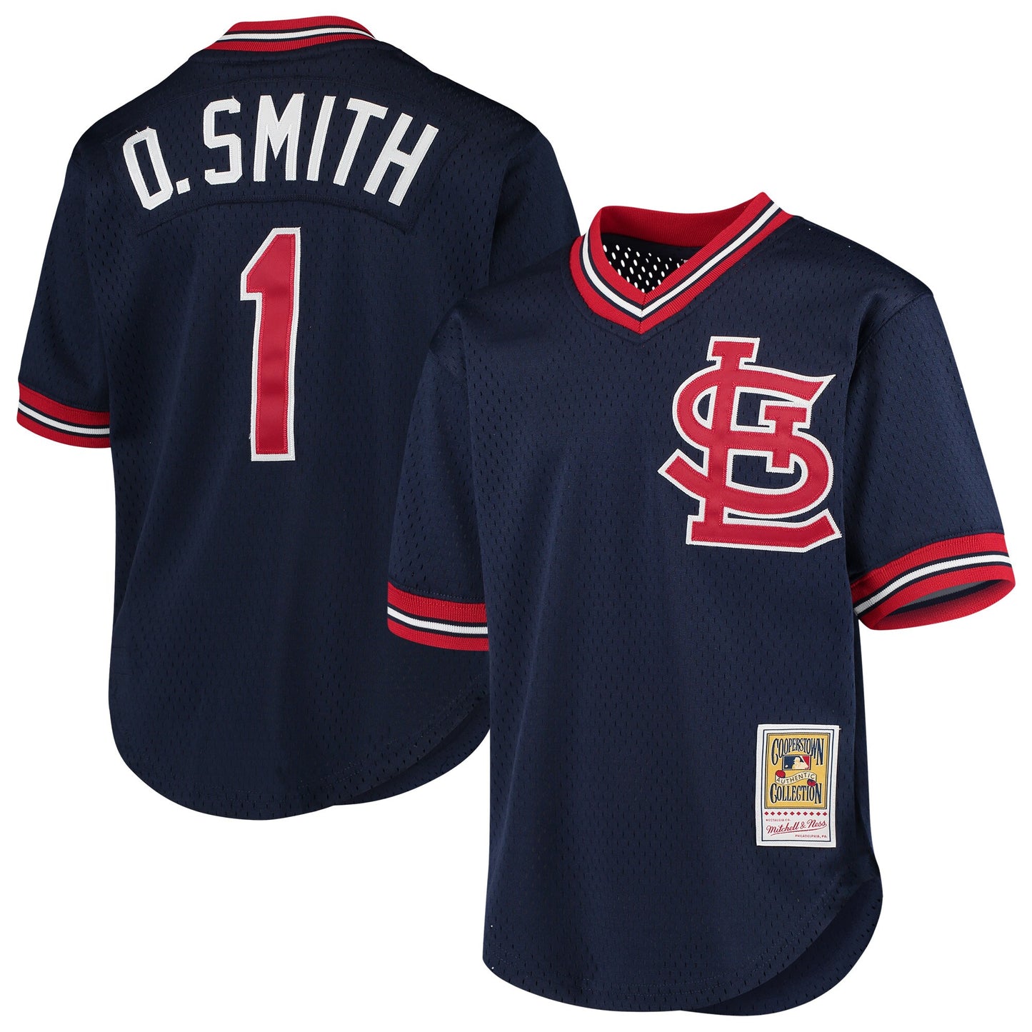 Ozzie Smith St. Louis Cardinals Mitchell & Ness Youth Cooperstown Collection Mesh Batting Practice Jersey - Navy