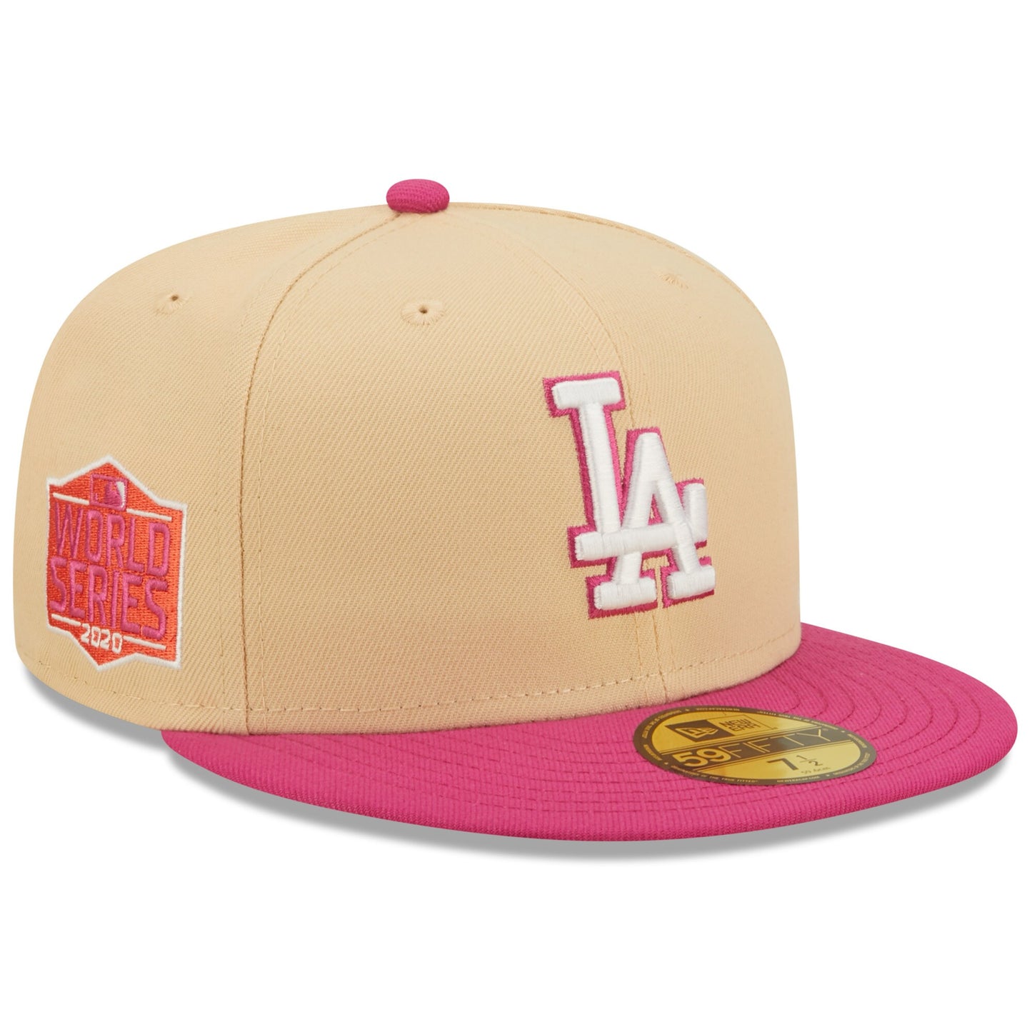 Los Angeles Dodgers New Era 2020 World Series Mango Passion 59FIFTY Fitted Hat - Orange/Pink