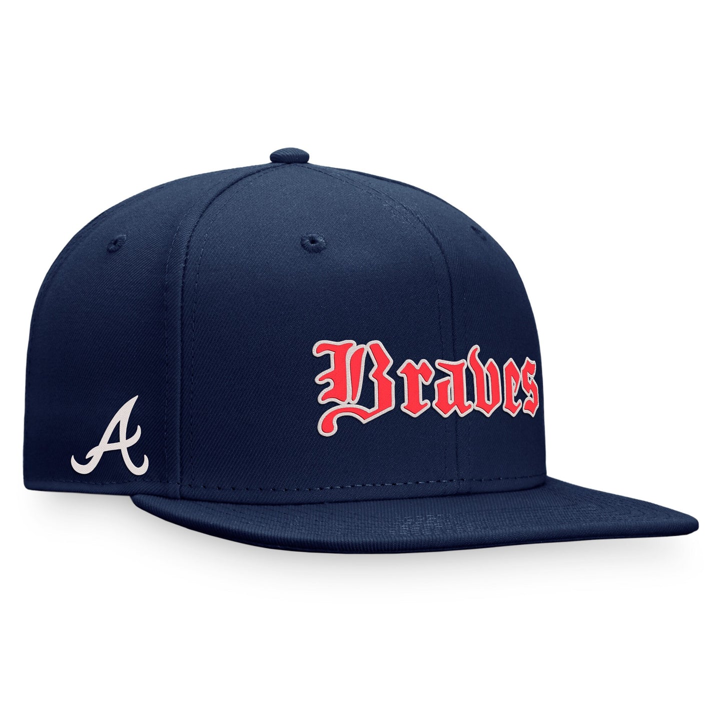 Atlanta Braves Fanatics Branded Gothic Script Fitted Hat - Navy